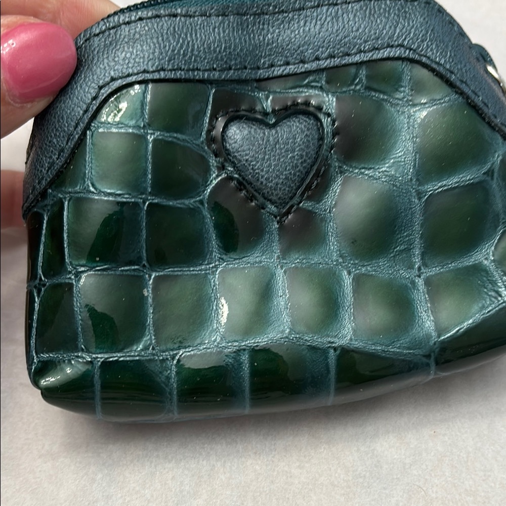 Brighton Green -Tesl Crocodile-Embossed Heart Coin Purse